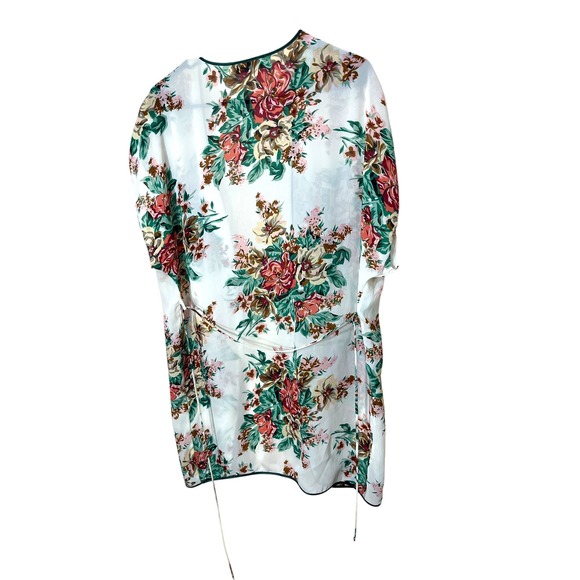 Vintage Val Mode Floral Robe Lingerie Small White Red Green Flowers - Picture 7 of 7